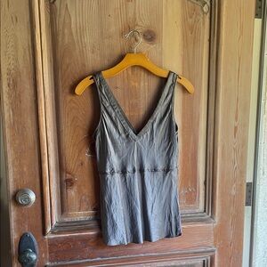 J. Crew Charcoal V-Neck top 100% silk